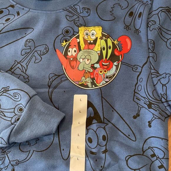 New Boys Nickelodeon SpongeBob SquarePants Graphic fleece Sweatshirt - Blue L - Picture 6 of 9